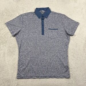 State & Liberty Polo Shirt Mens Large Blue Athletic Fit Short Sleeve Stretch